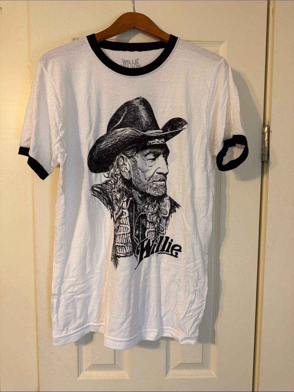 Official Willie Nelson 24’ Tour White Ringer Tee with Black Trim